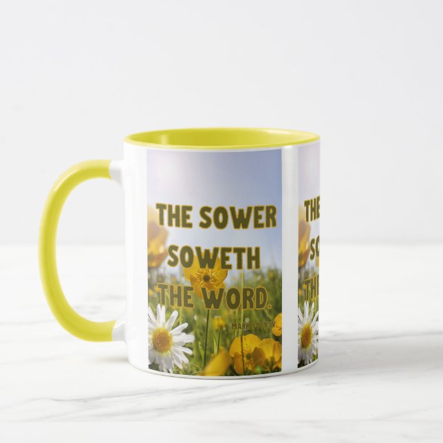 Mark 4:14 KJV Bible Scripture Pic Two-Tone Mug (Left)