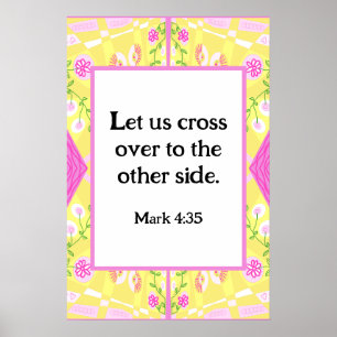 Mark 4:35 Bohemian Chintz Illustration Yellow Pink Poster