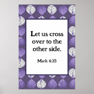 Mark 4:35 Fish Head Leaves Lilac Poster