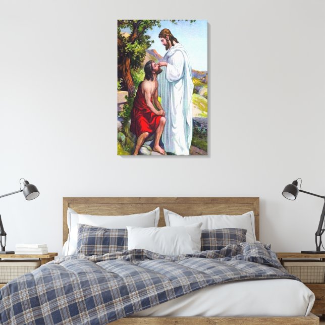 Mark 8:22-26 Jesus Heals a Blind Man Canvas Print (Insitu(Bedroom))