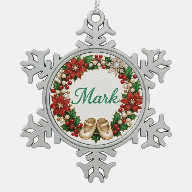 Mark Baby’s First Christmas Snowflake Ornament (Front)