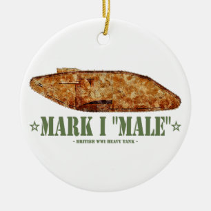 Mark I Male World War One British Heavy Tank WWI Ceramic Tree Decoration