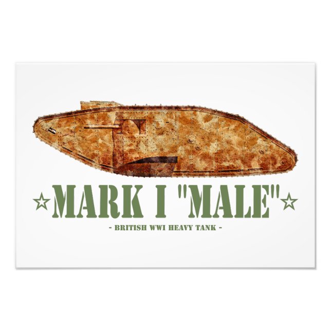 Mark I Male World War One British Heavy Tank WWI Photo Print (Front)