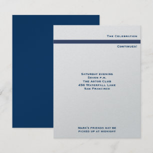Mark Metallic Navy Bar Mitzvah Reception Invitation