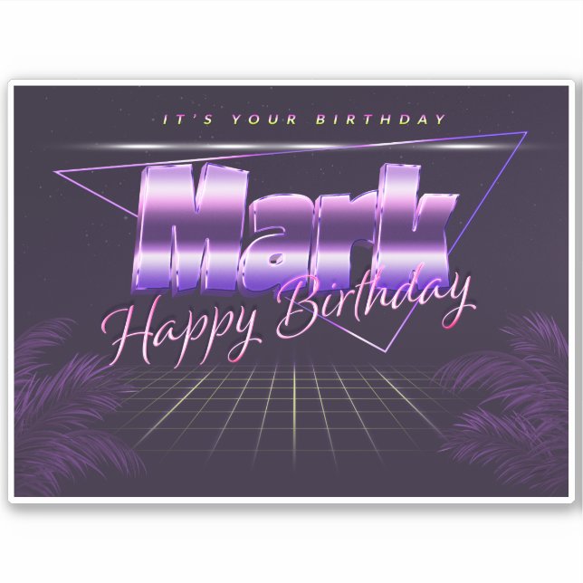 Mark Name First name lila retro Sticker Birthday (Front)