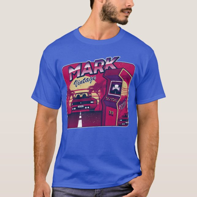 Mark Personalized Vintage Gamer 80s 90s T-Shirt (Front)