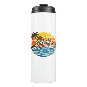 Mark Retro Sunset Name Design Thermal Tumbler