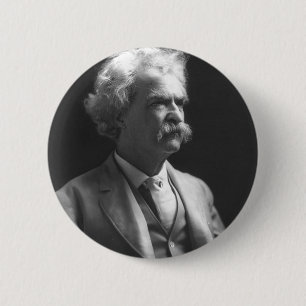 mark twain photo 6 cm round badge