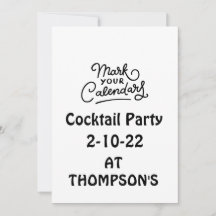 Mark your Calendar Cocktail party Invitation