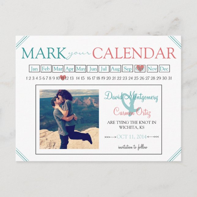 Mark Your Calendar Save the Date Postcard (Front)