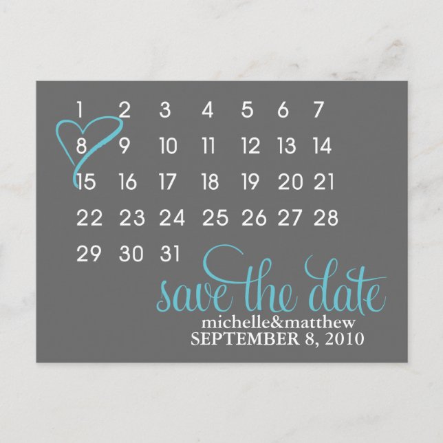 Mark Your Calendar Wedding Announcement Postcard (Front)
