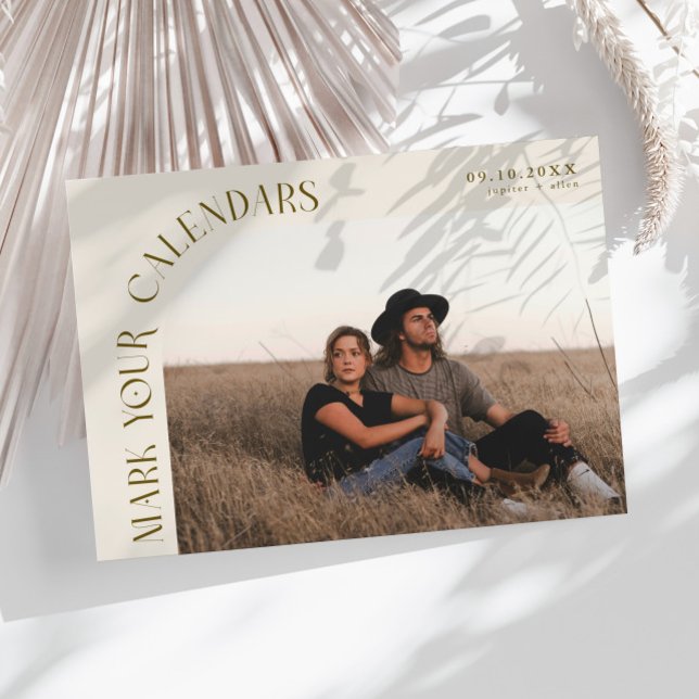 Mark Your Calendars Cream Curved Frame Photo Save The Date (Creator Uploaded)