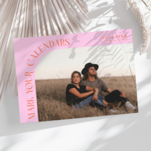 Mark Your Calendars Orange Pink Curved Frame Photo Save The Date