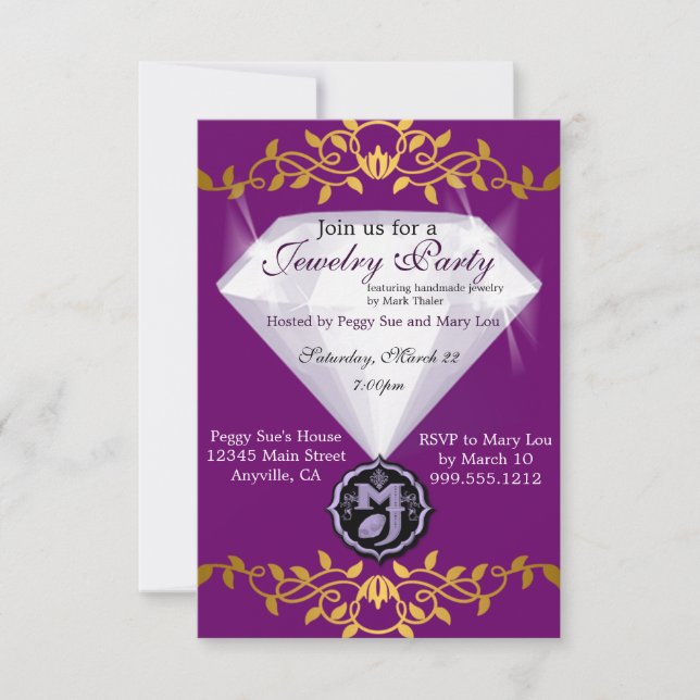 Markalino Jewellery Party Custom Invitations (Front)