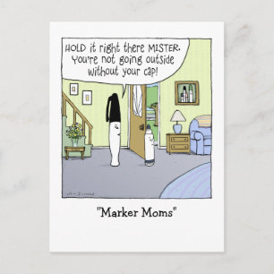 "Marker Moms" Funny Cartoon Postcard