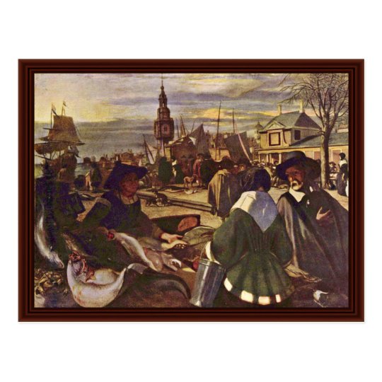 Market At The Harbour By Witte Emanuel De Postcard