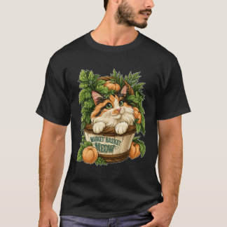 Market Basket Meow Cute Cat with Fresh Vegetables  T-Shirt