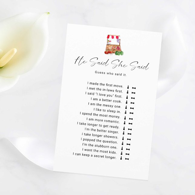 Market Bridal Shower He Said She Said game  (Creator Uploaded)