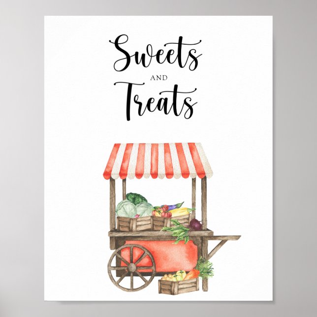 Market cart baby shower - sweets and treats poster (Front)