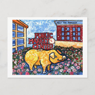 Market Centre Pig Postcard
