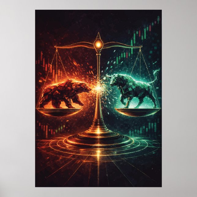 Market Equilibrium, Day Trading, Abstract Geometry Poster (Front)