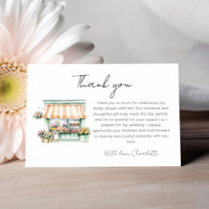 Market Flower Shop Watercolor Bridal Shower Thank You Card