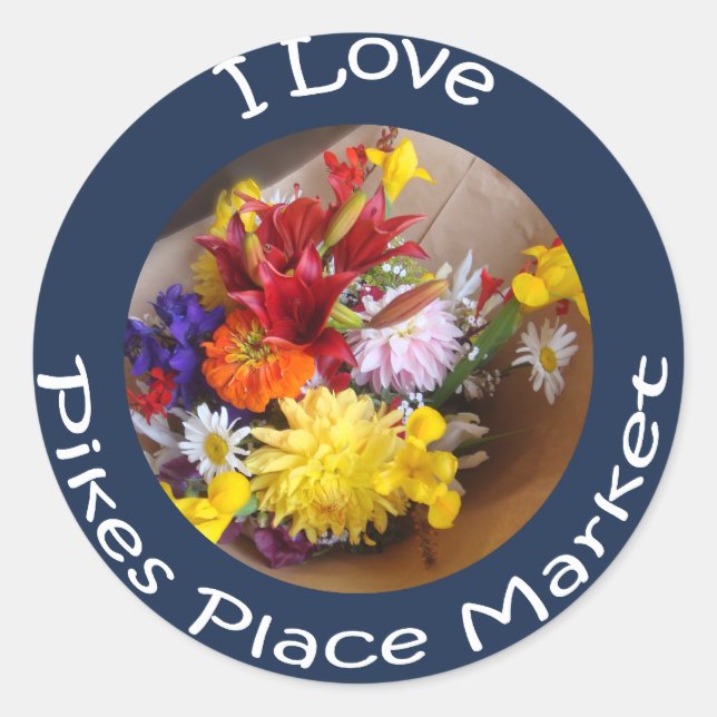 Market Flowers Classic Round Sticker (Front)