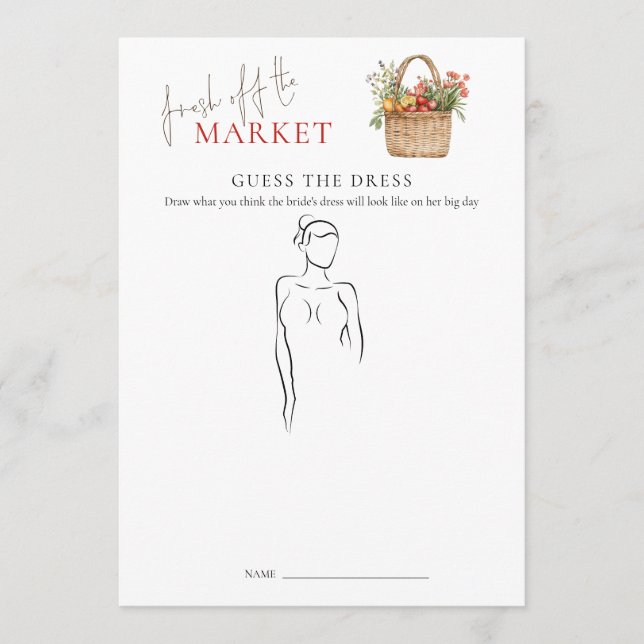 Market Guess the Dress Bridal Shower Game Card (Front)