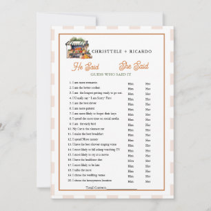 Market  He said she said Bridal shower game card