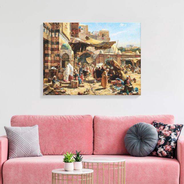 Market in Jaffa | Gustav Bauernfeind | Canvas Prin (Insitu(LivingRoom))