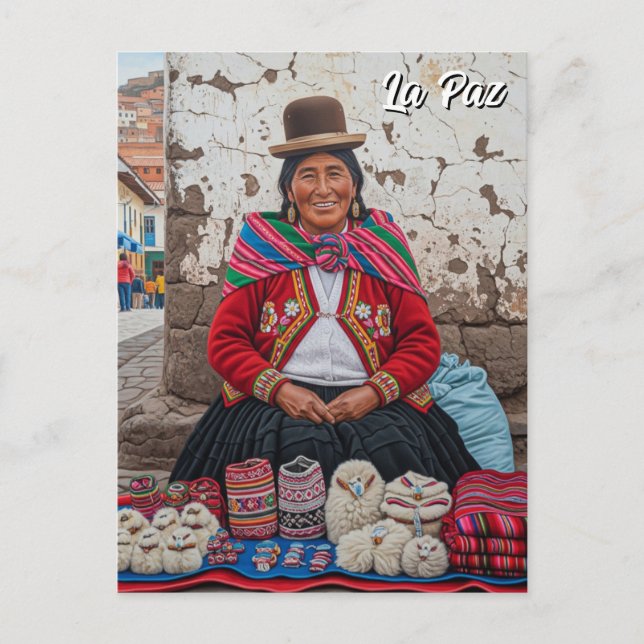 Market in La Paz Bolivia Travel Postcard (Front)