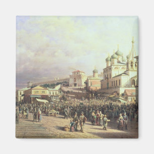 Market in Nishny, Novgorod, 1872 Magnet