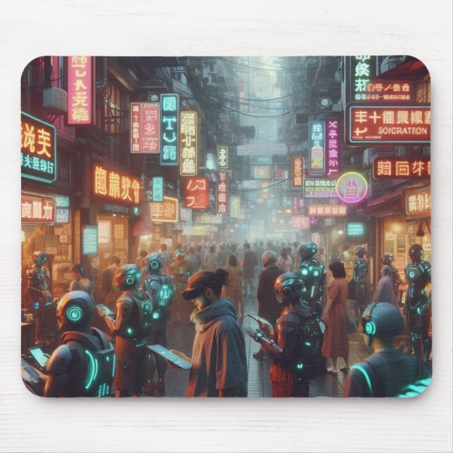 Market of Neon Wonders Mouse Mat (Front)