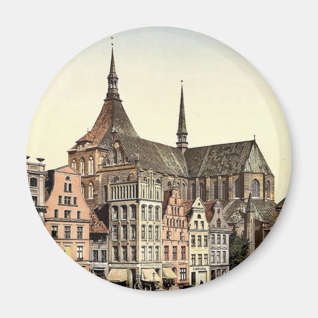 Market place and Marien Church, Rostock, Mecklenbu Magnet (Front)