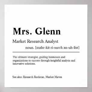 Market Research Analyst Personalised Gift Poster
