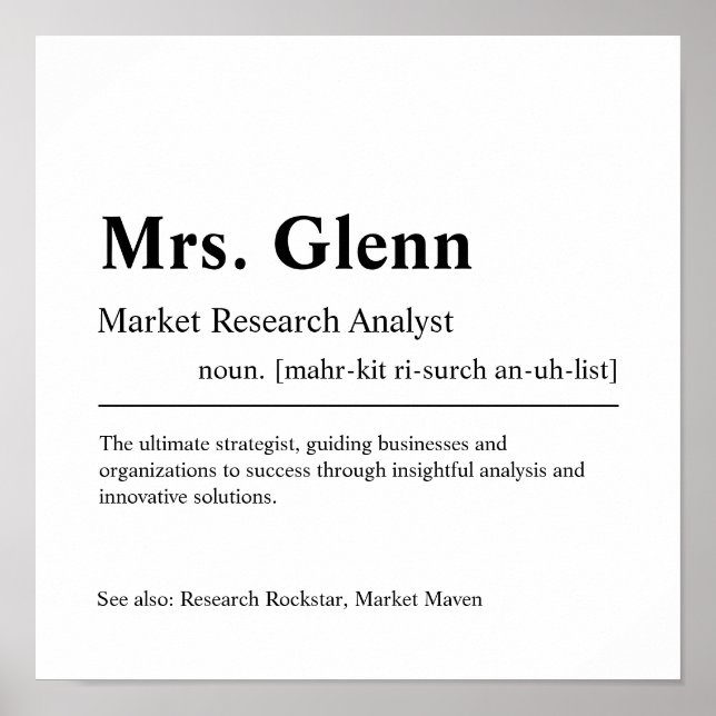 Market Research Analyst Personalised Gift Poster (Front)