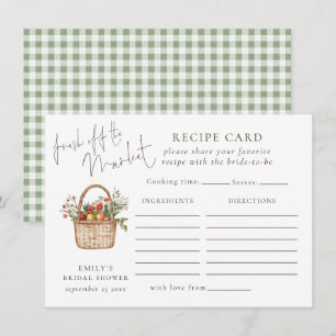 Market Sage Gingham Bridal Shower Recipe Card