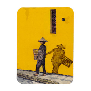 Market Salesman In Hoi An Vietnam Illustration Magnet