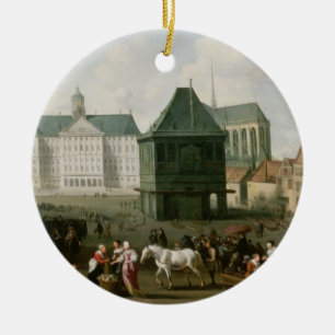 Market Scene before the Dam Palace, Amsterdam Ceramic Tree Decoration