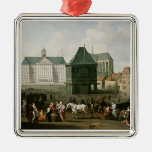 Market Scene before the Dam Palace, Amsterdam Metal Tree Decoration