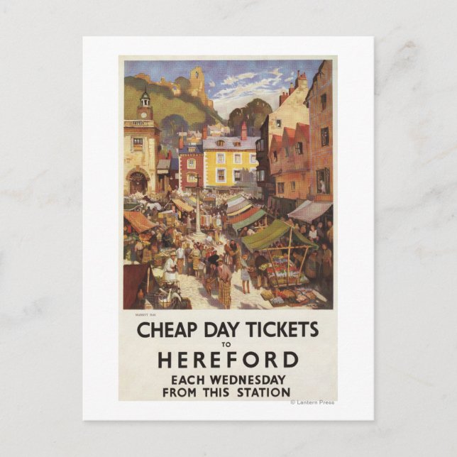 Market Scene Railway Poster Postcard (Front)