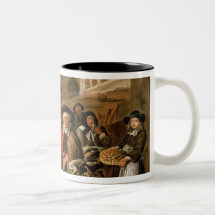 Market Scene Two-Tone Coffee Mug