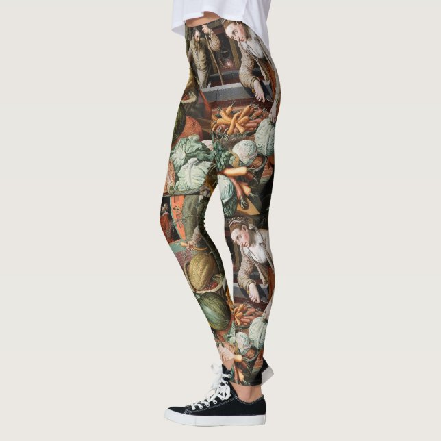 “Market Scene” vintage art leggings (Left)