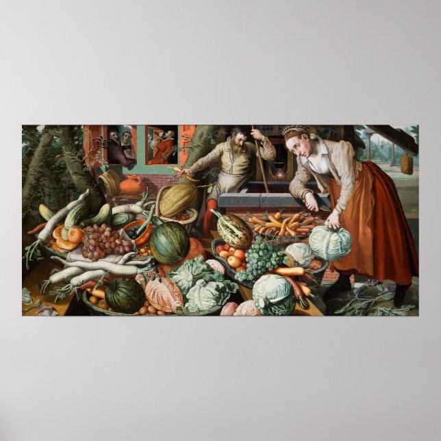 “Market Scene” vintage art poster (Front)