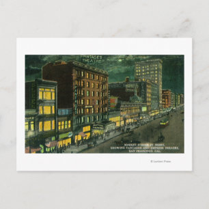 Market St at Night, Pantages, Empress Theatre Postcard