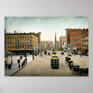 Market St., Newark NJ 1909 Vintage Poster