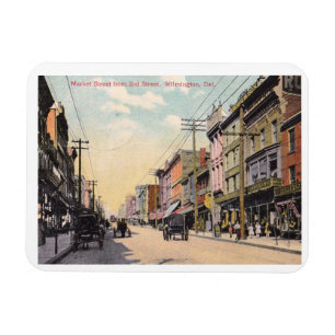 Market Street, Wilmington DE 1909 Vintage Magnet