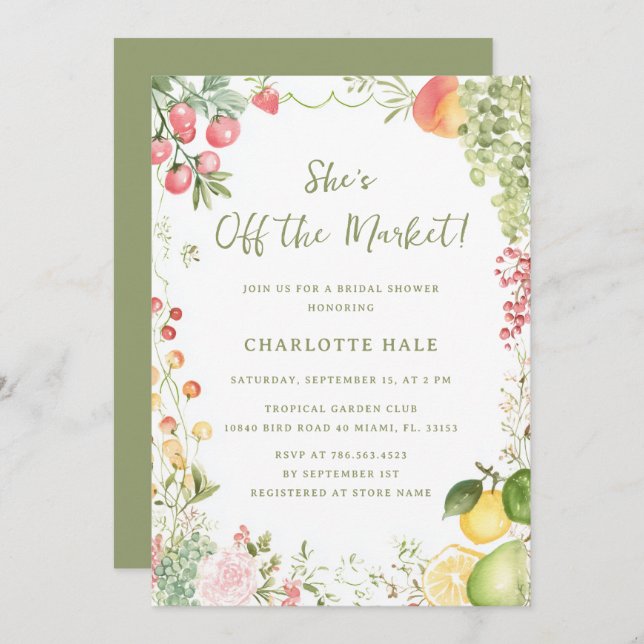 Market Watercolor Bridal Shower Invitation (Front/Back)