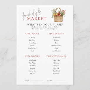 Market Whats in Purse Bridal Shower Game Card