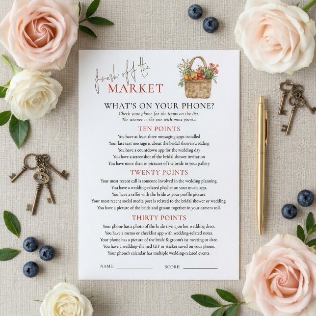 Market Whats on Phone Bridal Shower Game Card (Creator Uploaded)